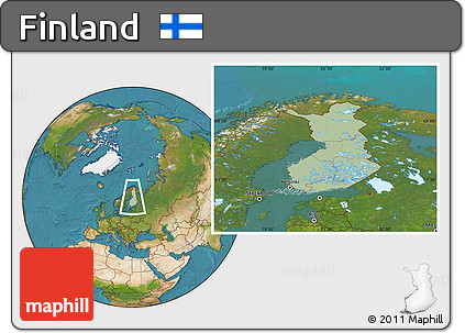 Savanna Style Location Map of Finland, satellite outside, hill shading