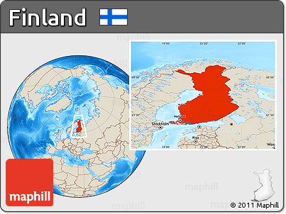 Shaded Relief Location Map of Finland