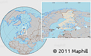 Shaded Relief Location Map of Finland, gray outside