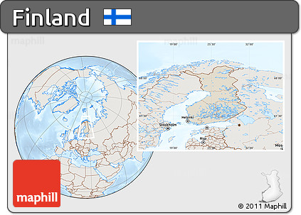 Shaded Relief Location Map of Finland, lighten