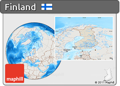 Shaded Relief Location Map of Finland, lighten, land only