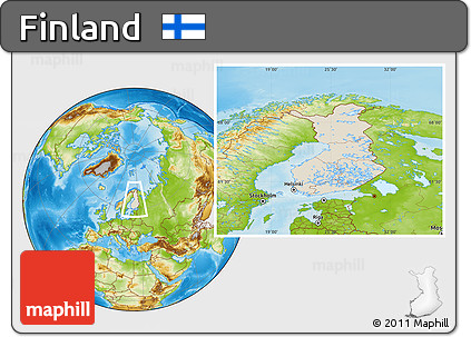 Shaded Relief Location Map of Finland, physical outside