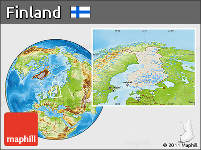 Shaded Relief Location Map of Finland, physical outside