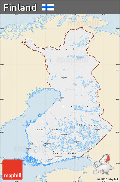 Classic Style Map of Finland, single color outside