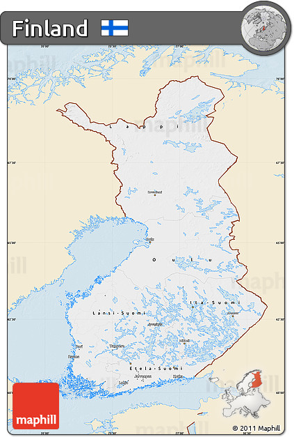Classic Style Map of Finland, single color outside