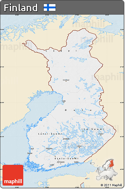 Classic Style Map of Finland, single color outside