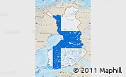 Flag Map of Finland, shaded relief outside
