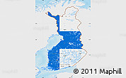 Flag Map of Finland, single color outside, shaded relief sea, flag centered