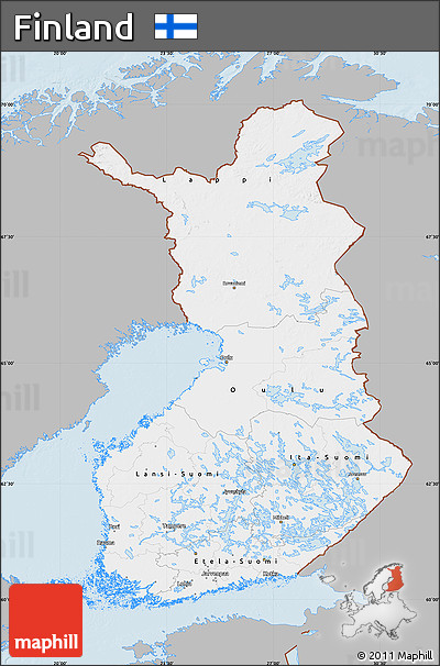 Gray Map of Finland, single color outside