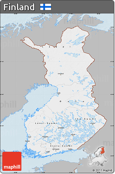 Gray Map of Finland, single color outside