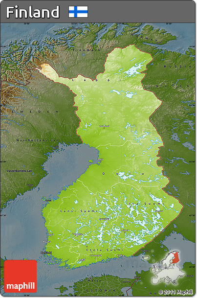 Physical Map of Finland, darken
