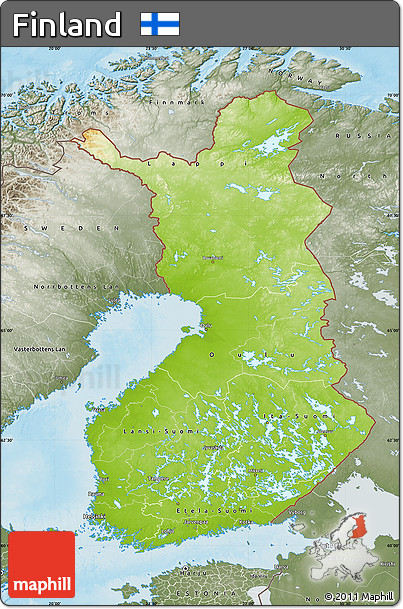 Physical Map of Finland, semi-desaturated, land only