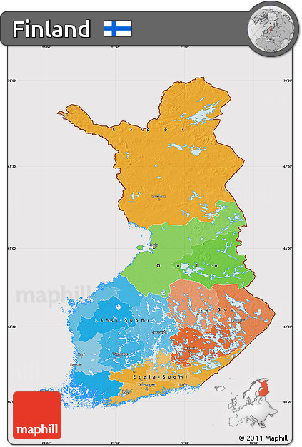 Political Map of Finland, cropped outside