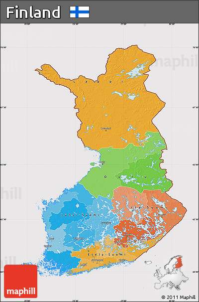 Political Map of Finland, cropped outside