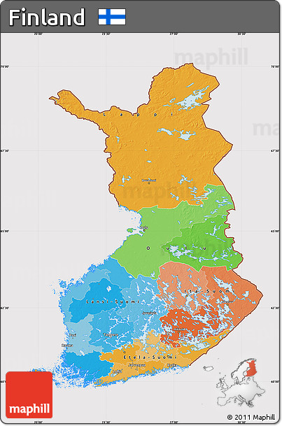 Political Map of Finland, cropped outside