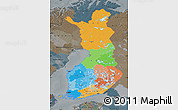 Political Map of Finland, darken, semi-desaturated