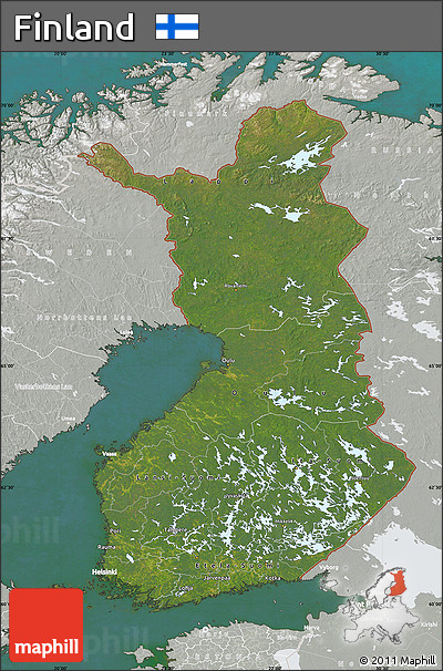 Satellite Map of Finland, lighten, semi-desaturated, land only