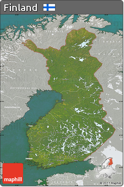Satellite Map of Finland, lighten, semi-desaturated, land only