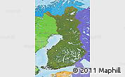 Satellite Map of Finland, political shades outside