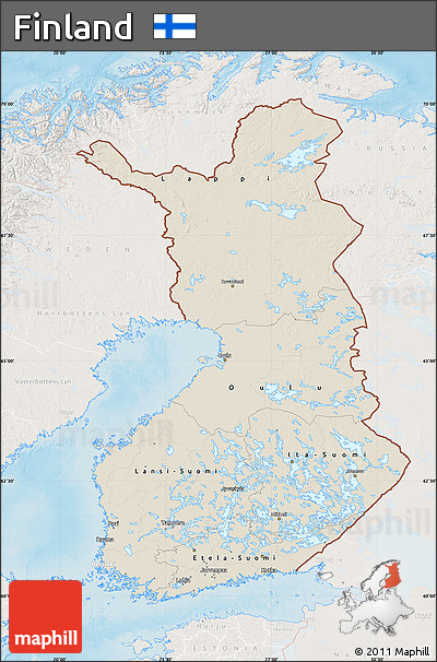 Shaded Relief Map of Finland, lighten, land only