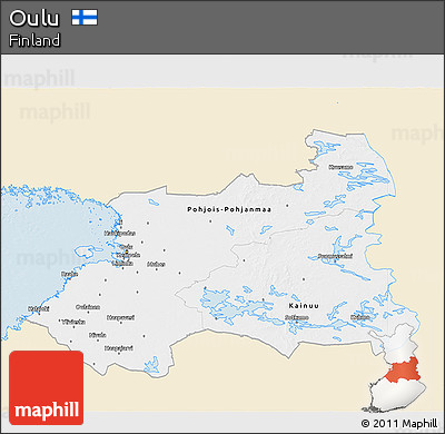 Classic Style 3D Map of Oulu, single color outside