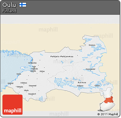 Classic Style 3D Map of Oulu, single color outside