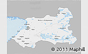 Gray 3D Map of Oulu, single color outside