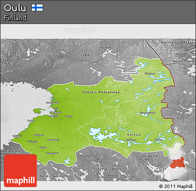 Physical 3D Map of Oulu, desaturated