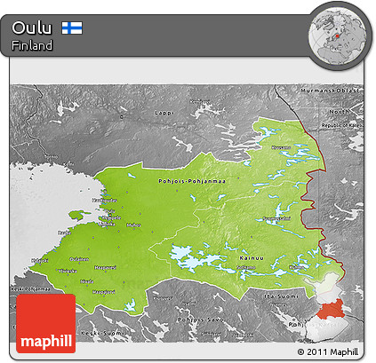Physical 3D Map of Oulu, desaturated