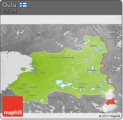 Physical 3D Map of Oulu, desaturated