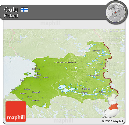 Physical 3D Map of Oulu, lighten