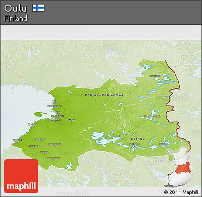 Physical 3D Map of Oulu, lighten