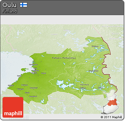 Physical 3D Map of Oulu, lighten