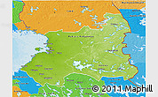 Physical 3D Map of Oulu, political outside