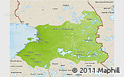 Physical 3D Map of Oulu, shaded relief outside