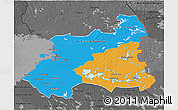 Political 3D Map of Oulu, darken, desaturated