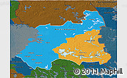 Political 3D Map of Oulu, darken