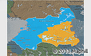 Political 3D Map of Oulu, darken, semi-desaturated