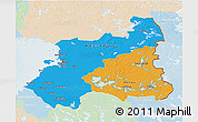 Political 3D Map of Oulu, lighten