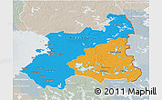 Political 3D Map of Oulu, lighten, semi-desaturated