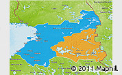 Political 3D Map of Oulu, physical outside