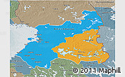 Political 3D Map of Oulu, semi-desaturated