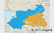 Political 3D Map of Oulu, shaded relief outside