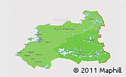 Political Shades 3D Map of Oulu, cropped outside