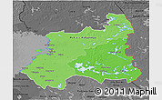 Political Shades 3D Map of Oulu, darken, desaturated