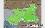 Political Shades 3D Map of Oulu, darken, semi-desaturated