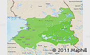 Political Shades 3D Map of Oulu, shaded relief outside