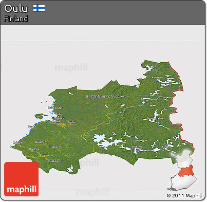 Satellite 3D Map of Oulu, cropped outside