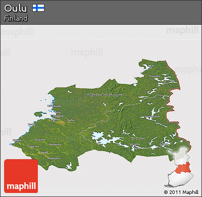 Satellite 3D Map of Oulu, cropped outside