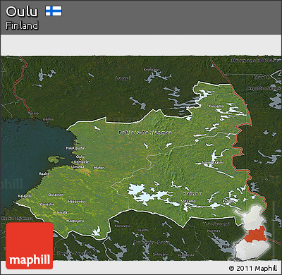 Satellite 3D Map of Oulu, darken